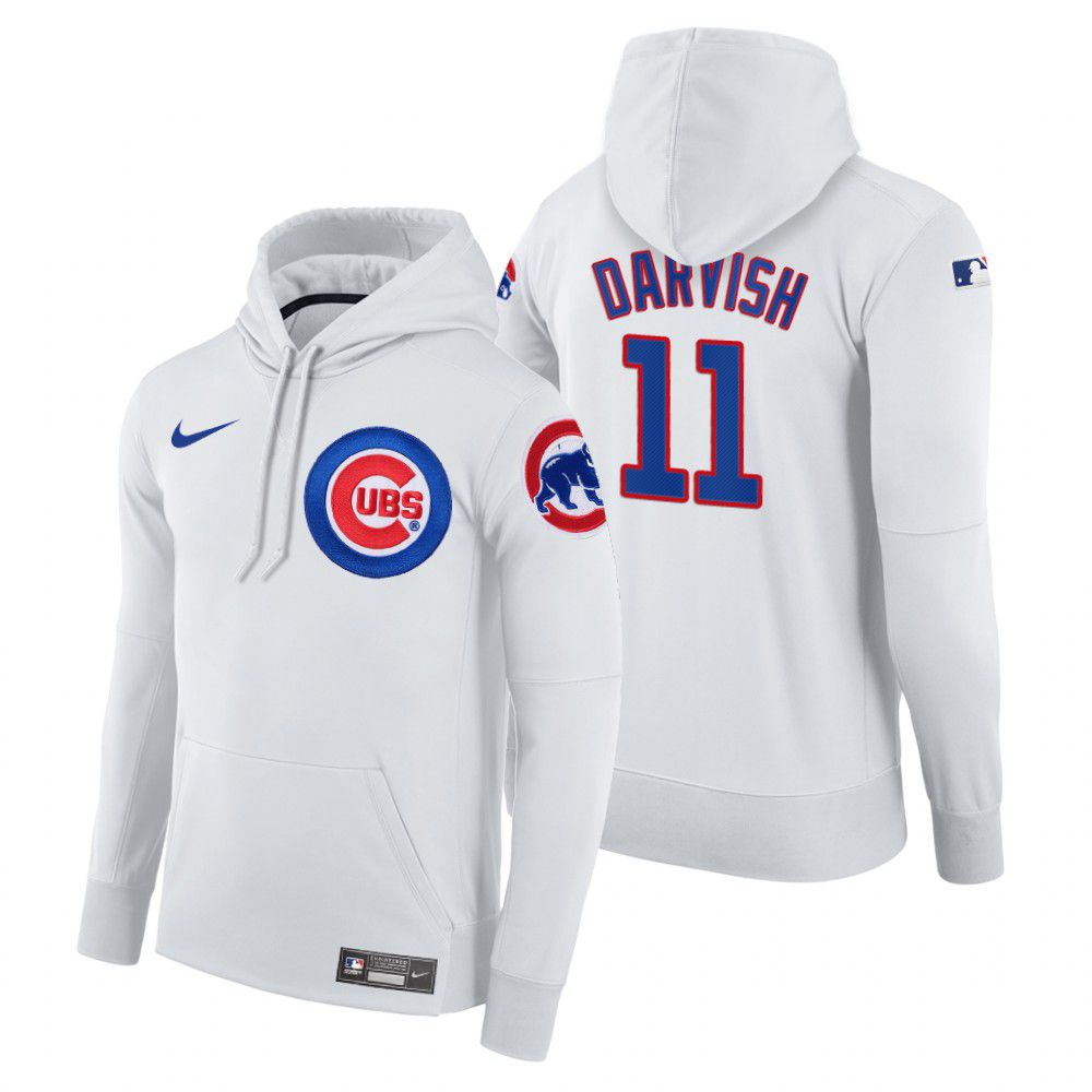 Men Chicago Cubs #11 Darvish white home hoodie 2021 MLB Nike Jerseys
